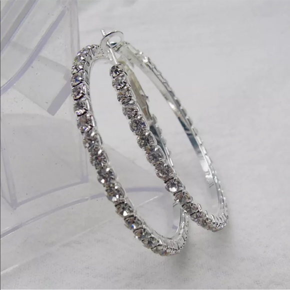 ✨Silver Rhinestone Hoop Earrings ♥️ - Picture 2 of 8